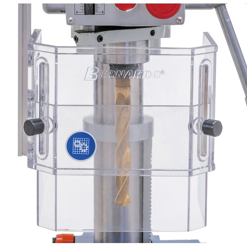 Height adjustable chuck guard and micro switch guarantees  high safety standards.