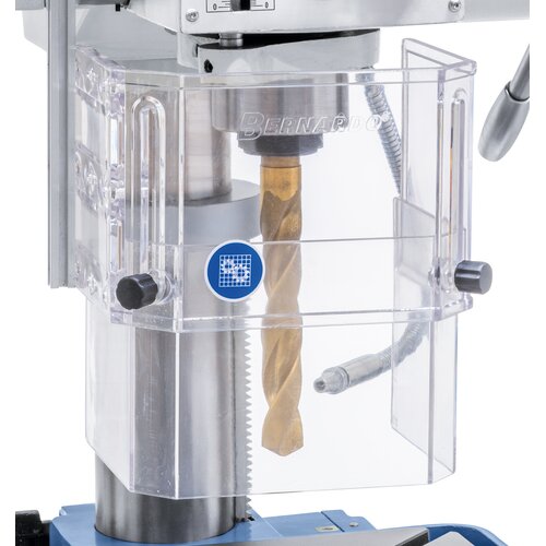Height adjustable chuck guard and micro switch guarantees  high safety standards.