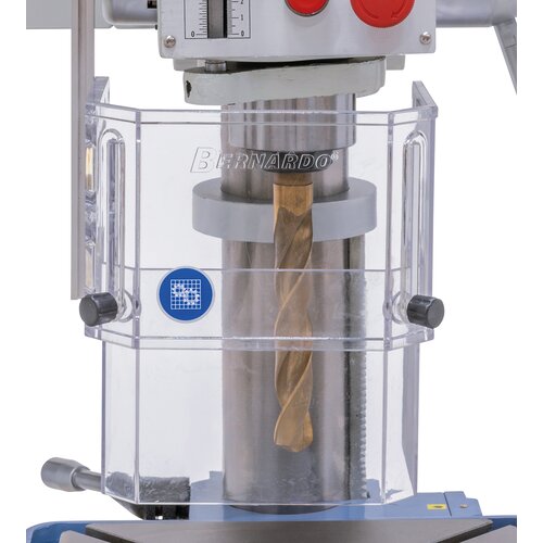 Height adjustable chuck guard and micro switch guarantees  high safety standards.