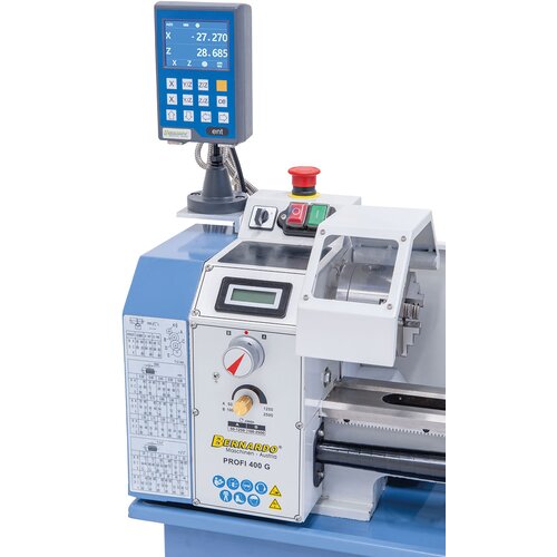 Convenient pre-selection of gears via reduction gearing, potentiometer allows for speed adjustment.  