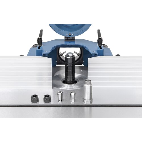 The interchangeable spindle shortens processing times 
when working on series.