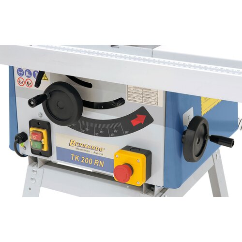 Ergonomically arranged handwheels on machine body allow for adjustment of saw unit.