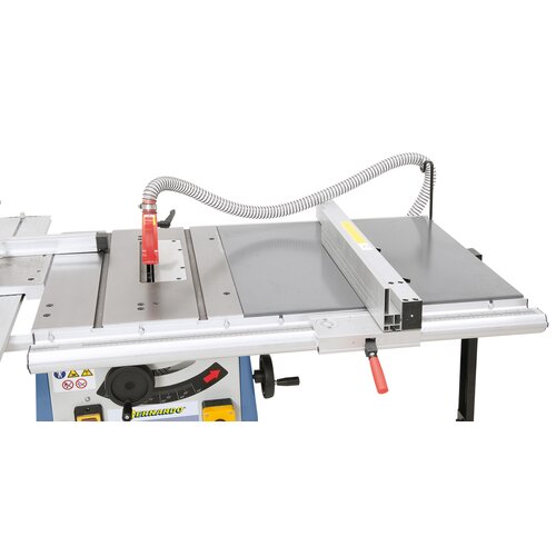 The optional extension table ensure a cutting width up to 725 mm.