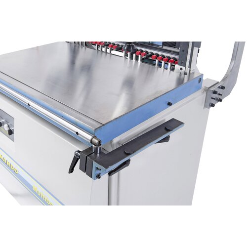 Removable side fences allow for short conversion times from corpus to frame and multiple hole boring