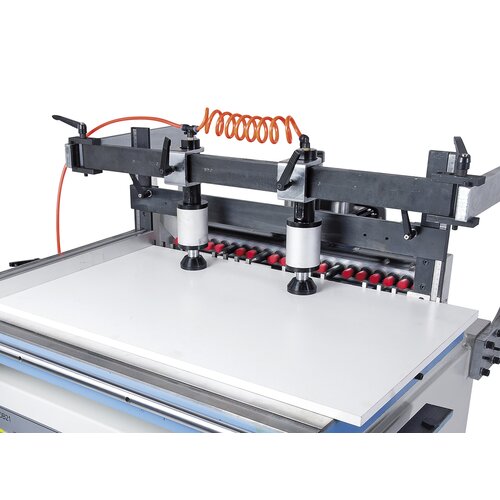 Pneumatic clamp adjustable for drilling of smaller workpieces