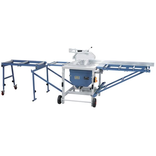 Picture shows outfeed and infeed roller table (optional extra)