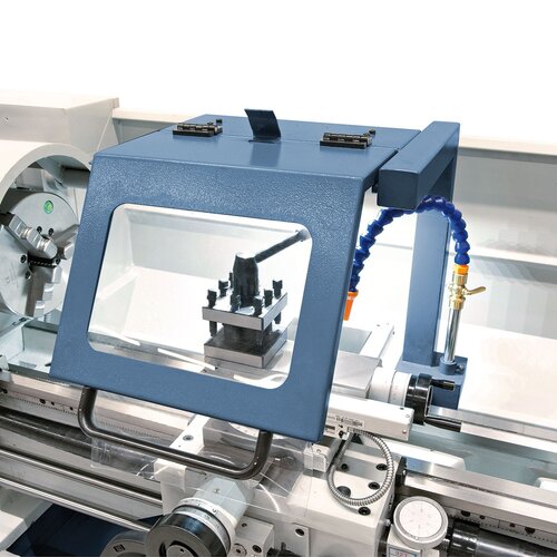 Integrated LED machine lamp in protective cover for  optimal lighting when working.