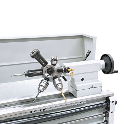 Optionally available:  6-station revolving  tailstock turret 