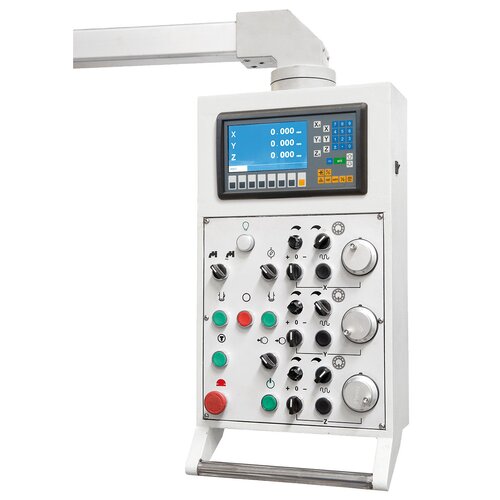 Clearly arranged panel with integrated digital readout and electronic handwheels.