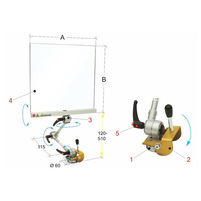 Verstellbares Schutzschild mit Befestigungsmagnet PBM 30/540