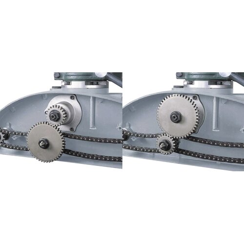 Rearrangement of gear wheels allows for easy speed change.